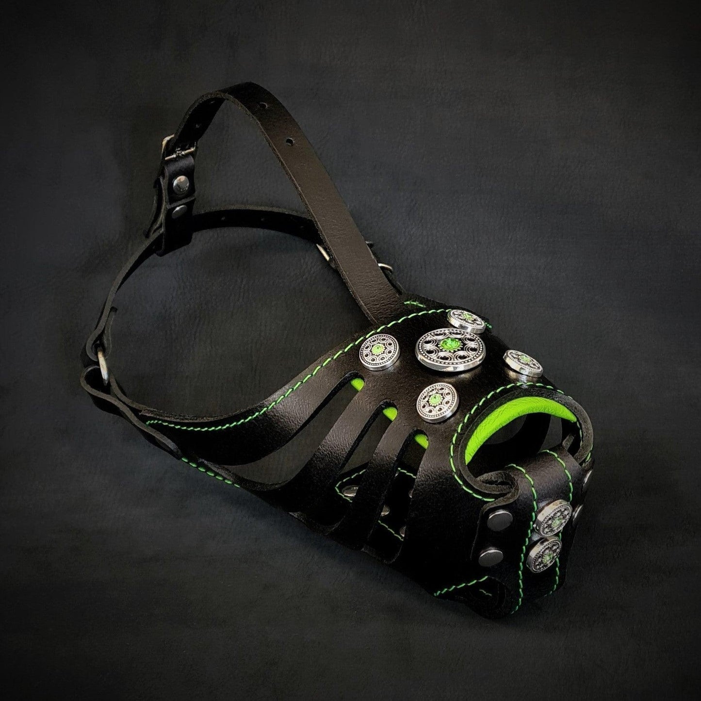 The ''Bijou'' Basket Muzzle Black & Green Muzzles