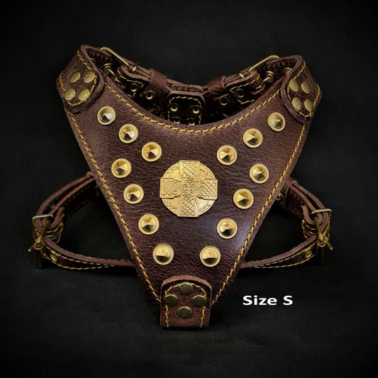 The ''Maximus'' harness Brown & Gold Small to Medium Size Harnesses