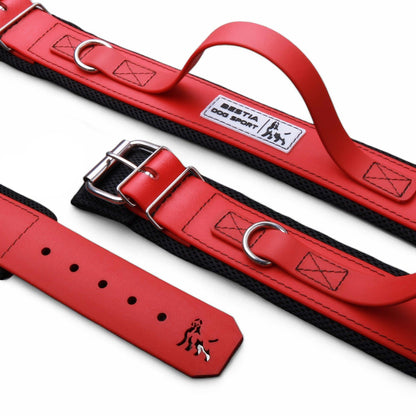 BESTIA DOG SPORT HANDLE COLLAR ALL RED - Bestia Collars