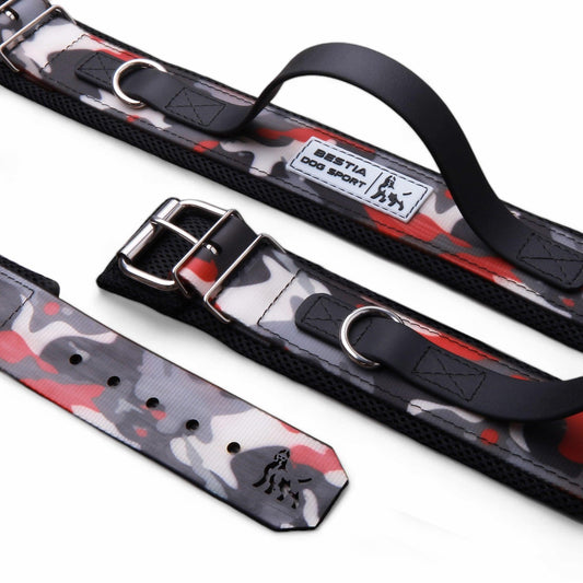 BESTIA DOG SPORT HANDLE COLLAR RED CAMO - Bestia Collars