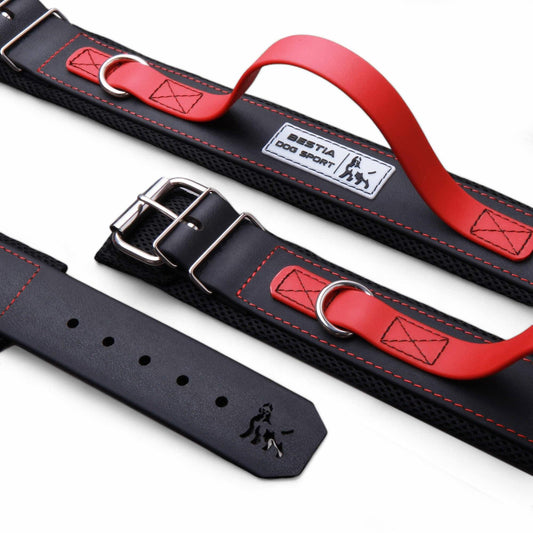 BESTIA DOG SPORT RED HANDLE COLLAR - Bestia Collars