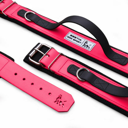 BESTIA DOG SPORT HANDLE COLLAR NEON PINK - Bestia Collars