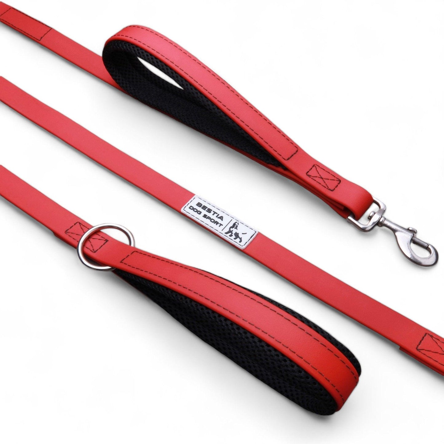 BESTIA DOG SPORT dual handle leash Red - Bestia Collars