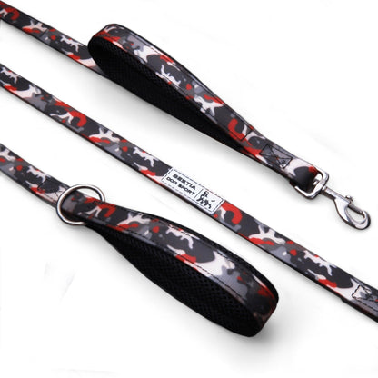 BESTIA DOG SPORT dual handle leash Red Camo - Bestia Collars