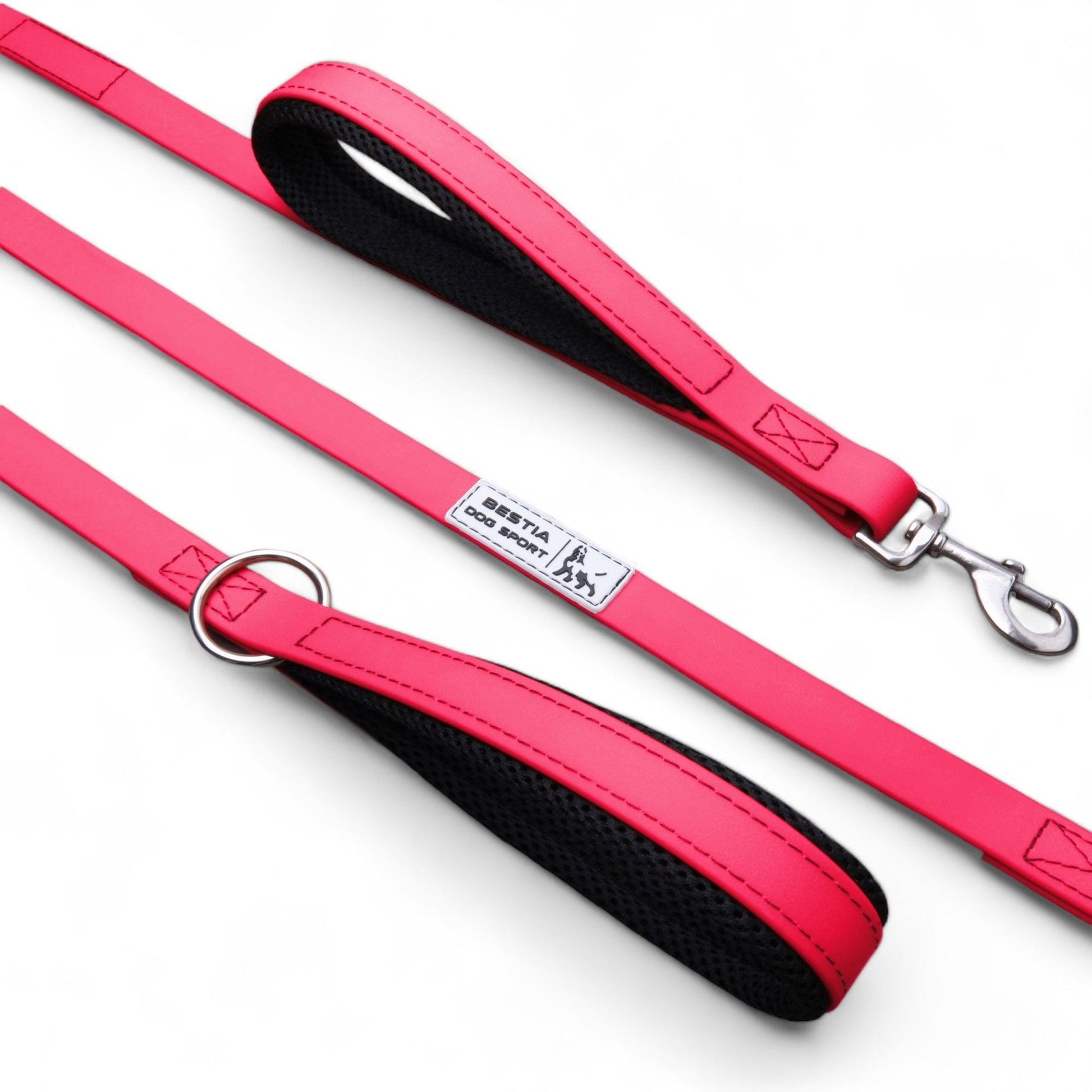 BESTIA DOG SPORT dual handle leash neon pink - Bestia Collars