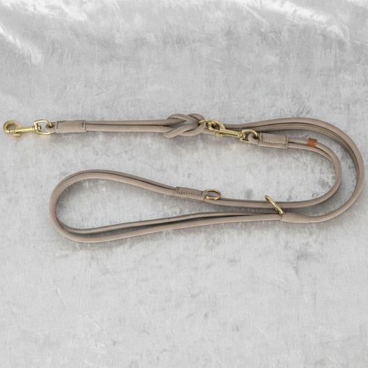 Trixie Hundeleine Rein Einstellbar Rund Genähtes Leder Hellgrau