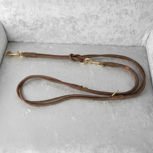 Trixie Hundeleine Rein Verstellbar Rund Genähtes Leder Braun