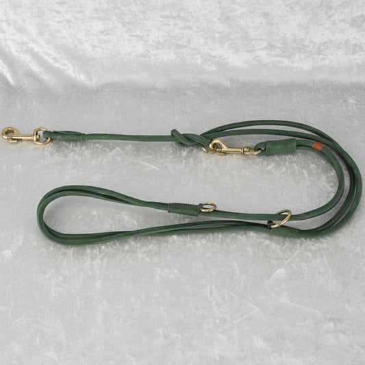 Trixie Hundeleine Rein Verstellbar Rund Genähtes Leder Salbeigrün