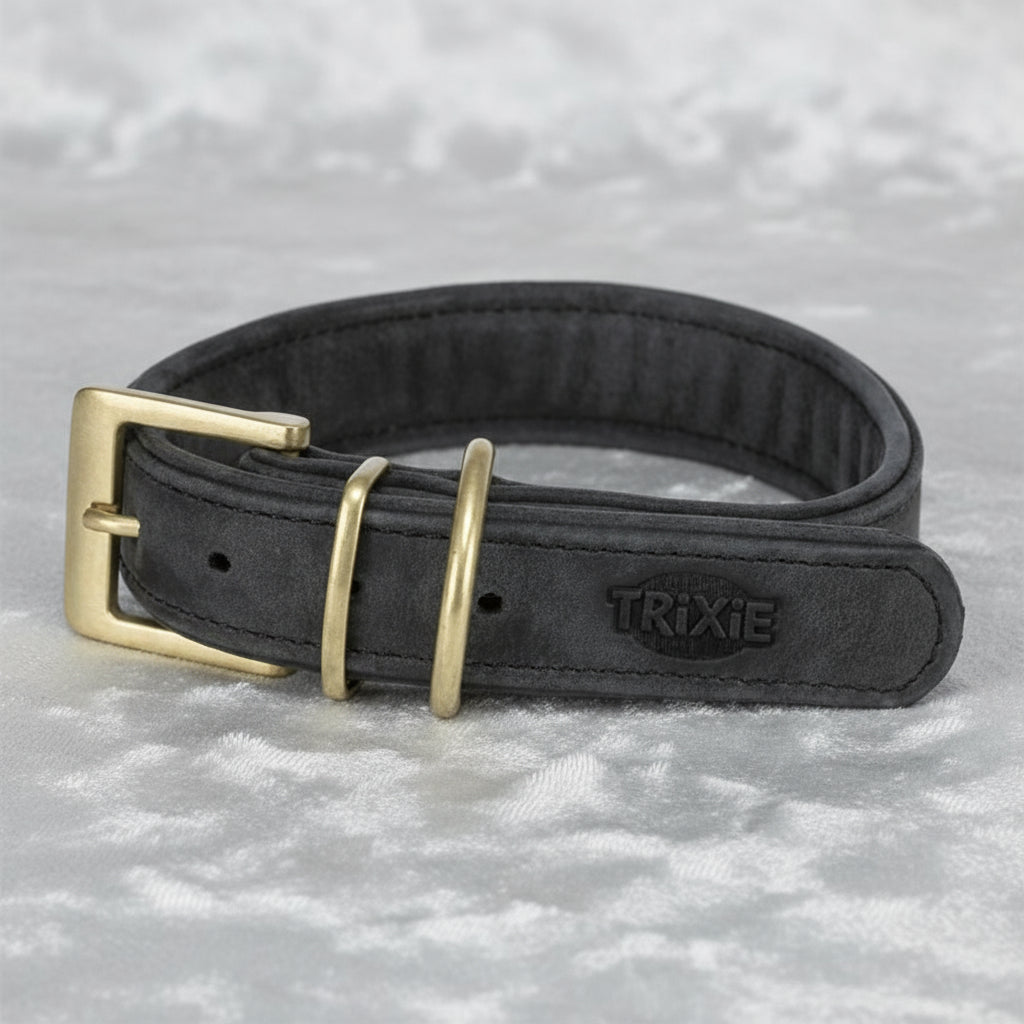 Trixie Halsband Hund Reines Leder Schwarz