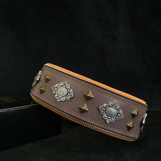 "Aztec" grey dog collar Collars