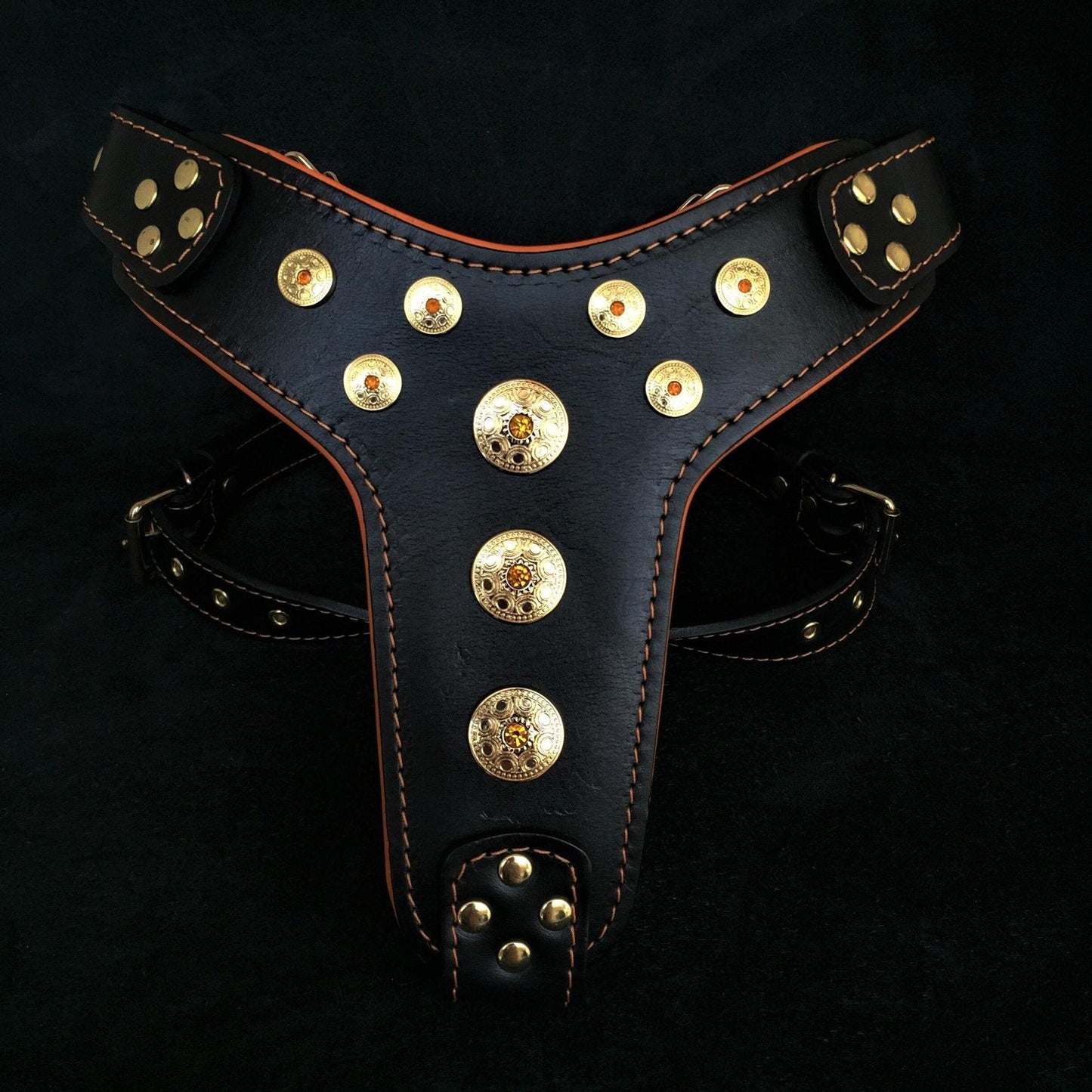 ''Bijou'' harness Black & Orange for big dogs Harnesses