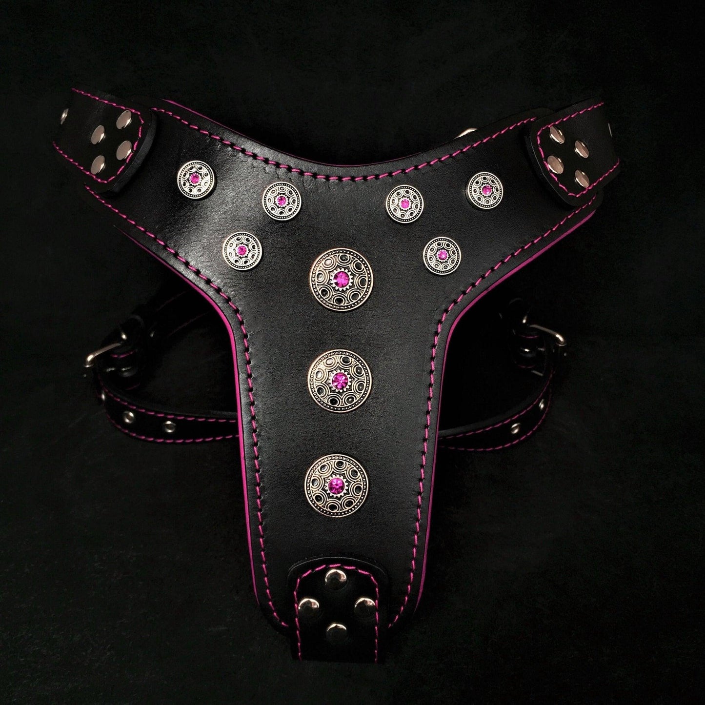 ''Bijou'' harness Black & Pink for big dogs Harnesses