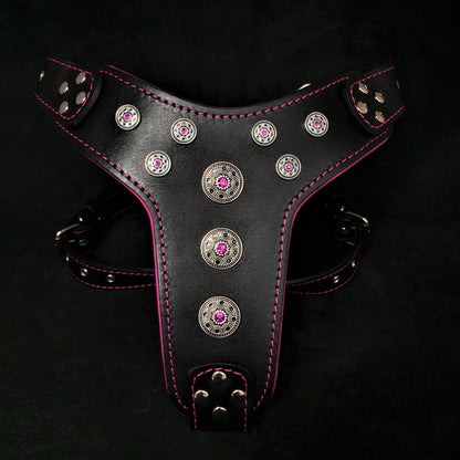 ''Bijou'' harness Black & Pink for big dogs Harnesses