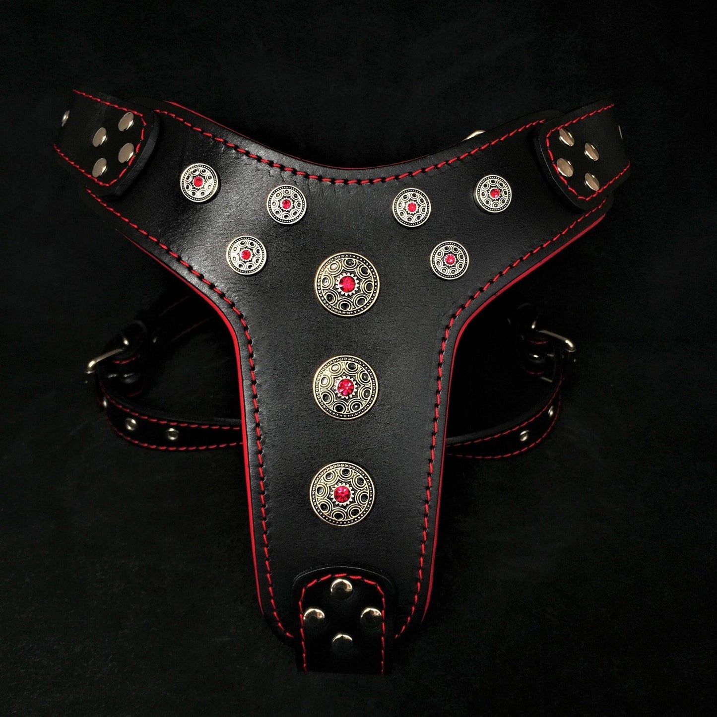 ''Bijou'' harness Black & Red for big dogs Harnesses