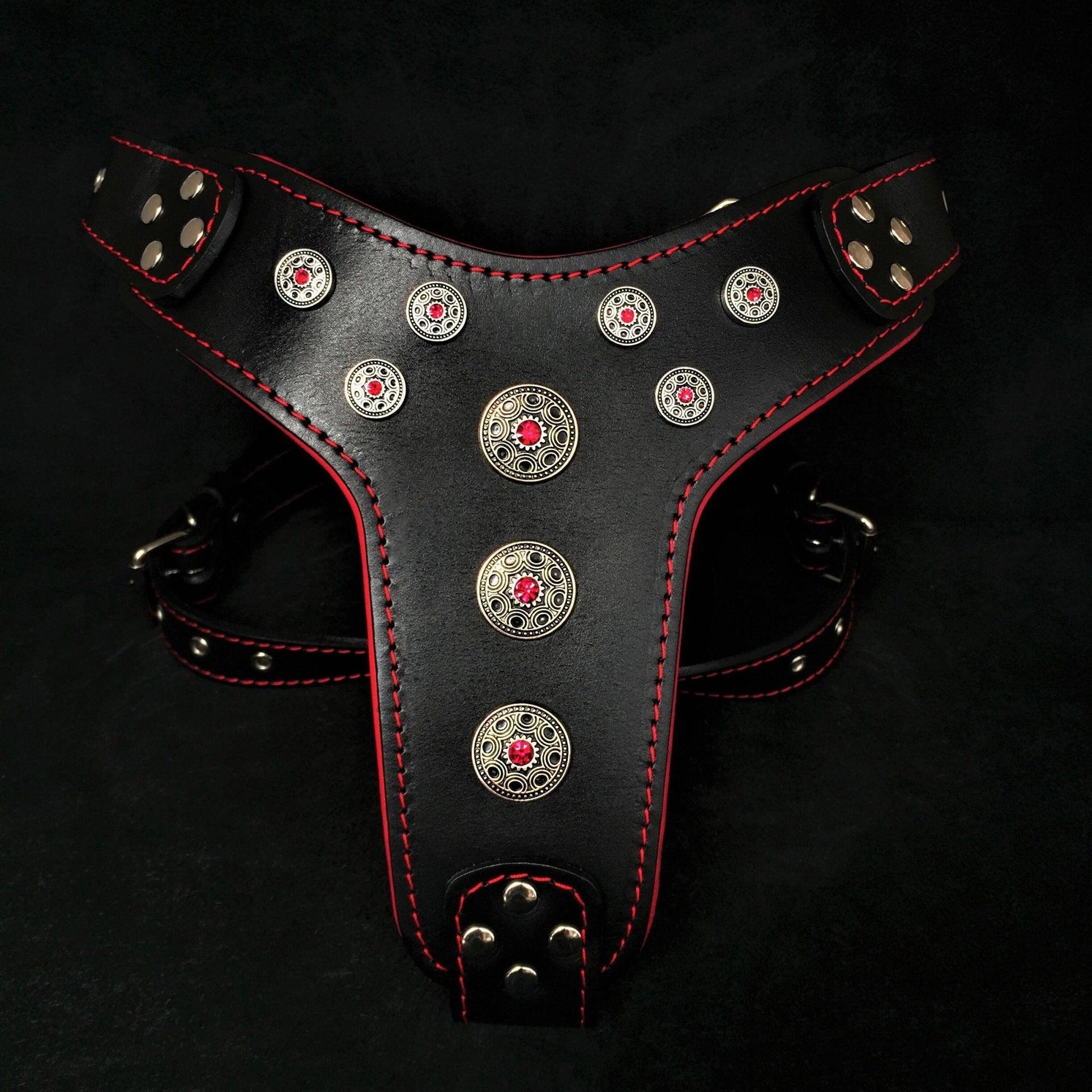 ''Bijou'' harness Black & Red for big dogs Harnesses