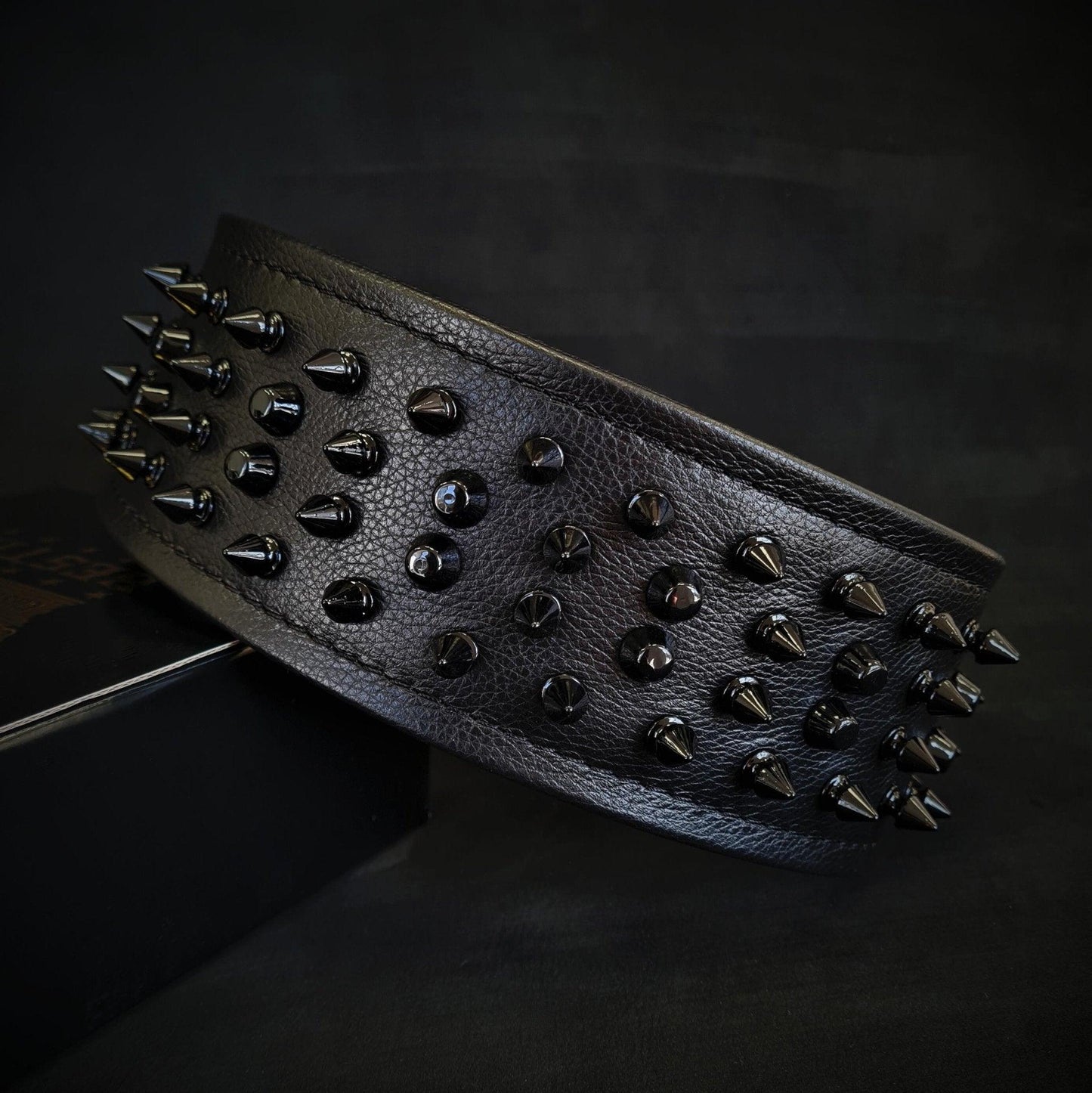 Black ''Crown'' soft leather dog collar Collars