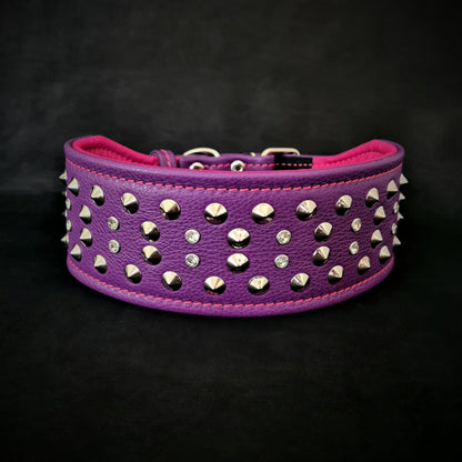 "Crystal" 2.8 inch wide soft leather collar Collars