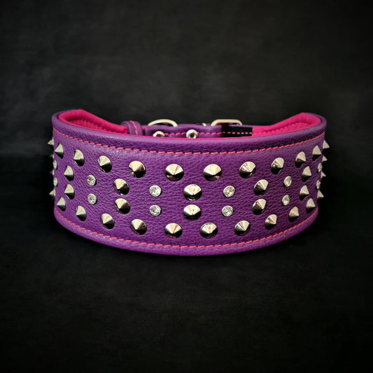 "Crystal" 2.8 inch wide soft leather collar Collars