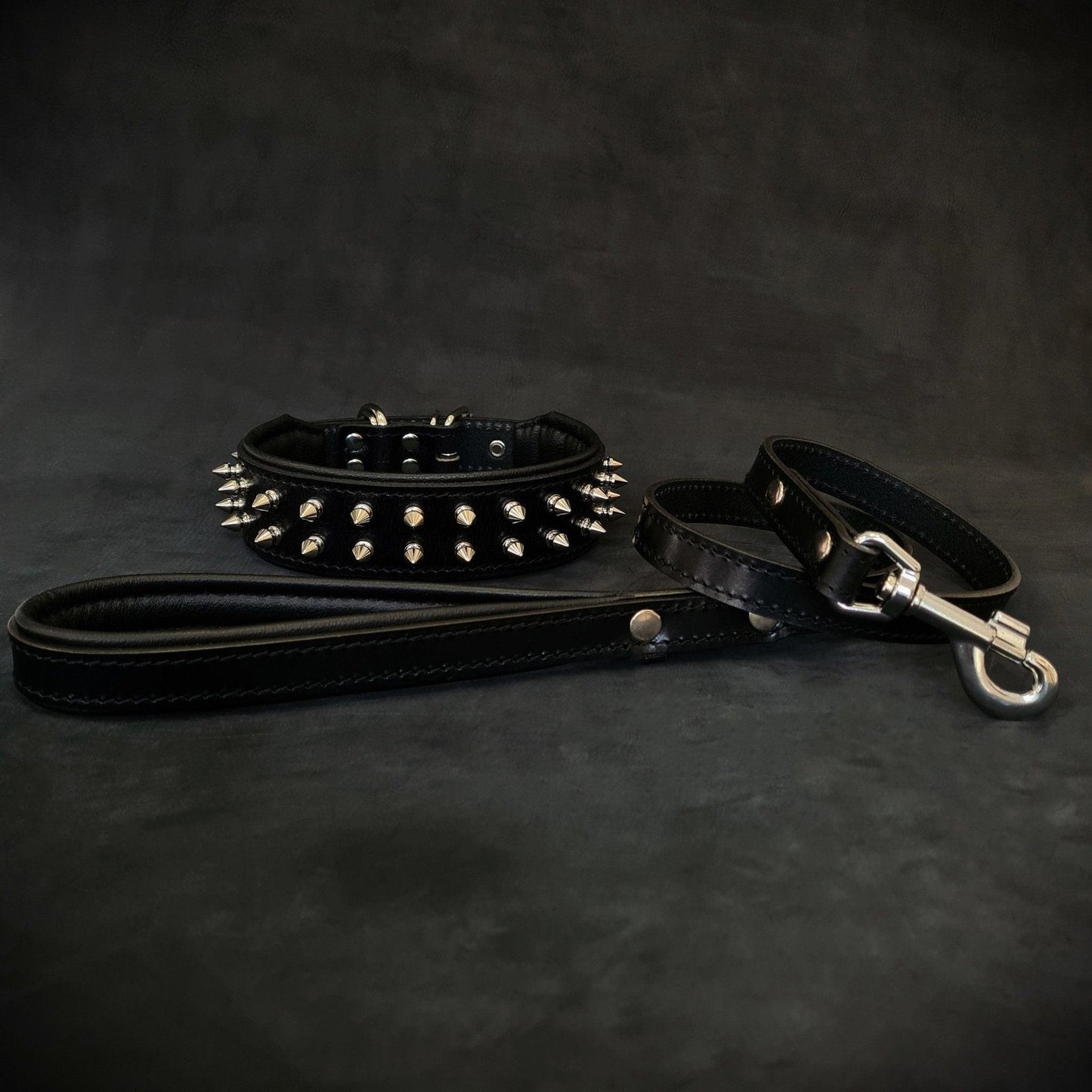 "Frenchie" Set- collar & leash. Black Leads & Head Collars