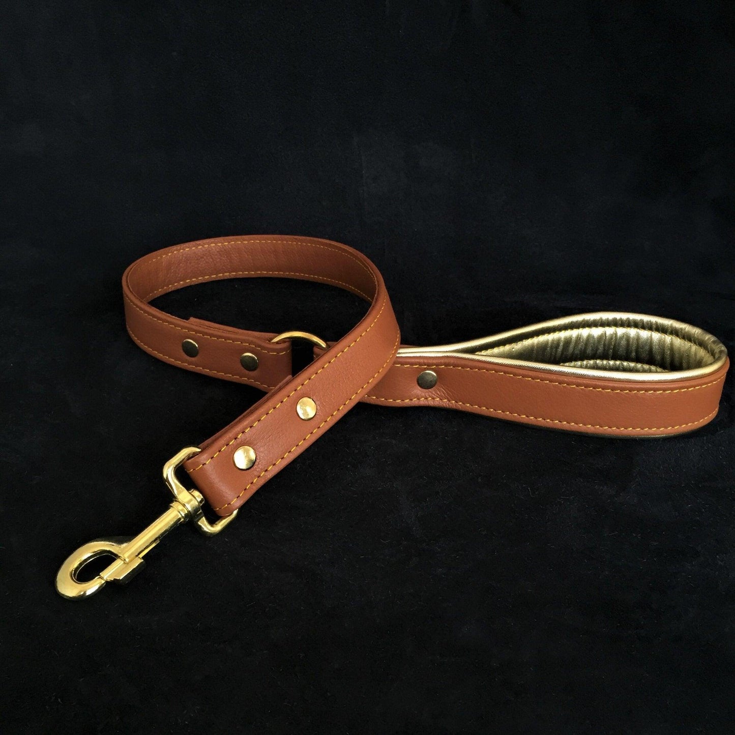 Soft leather brass plated leash Leads & Head Collars