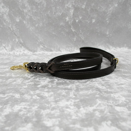 Sazzz Hundeleine Passion Geflochten Klassisches Leder Dunkelbraun