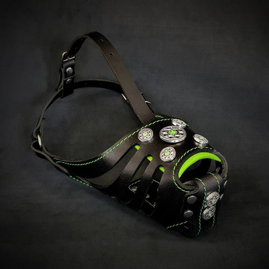 The ''Bijou'' Basket Muzzle Black & Green Muzzles