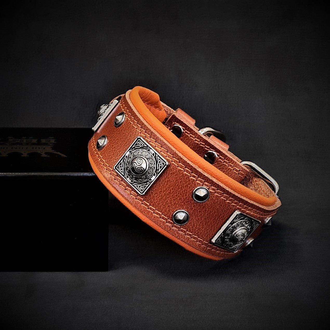 The „Eros“ collar 2 inch wide brown & orange Collars