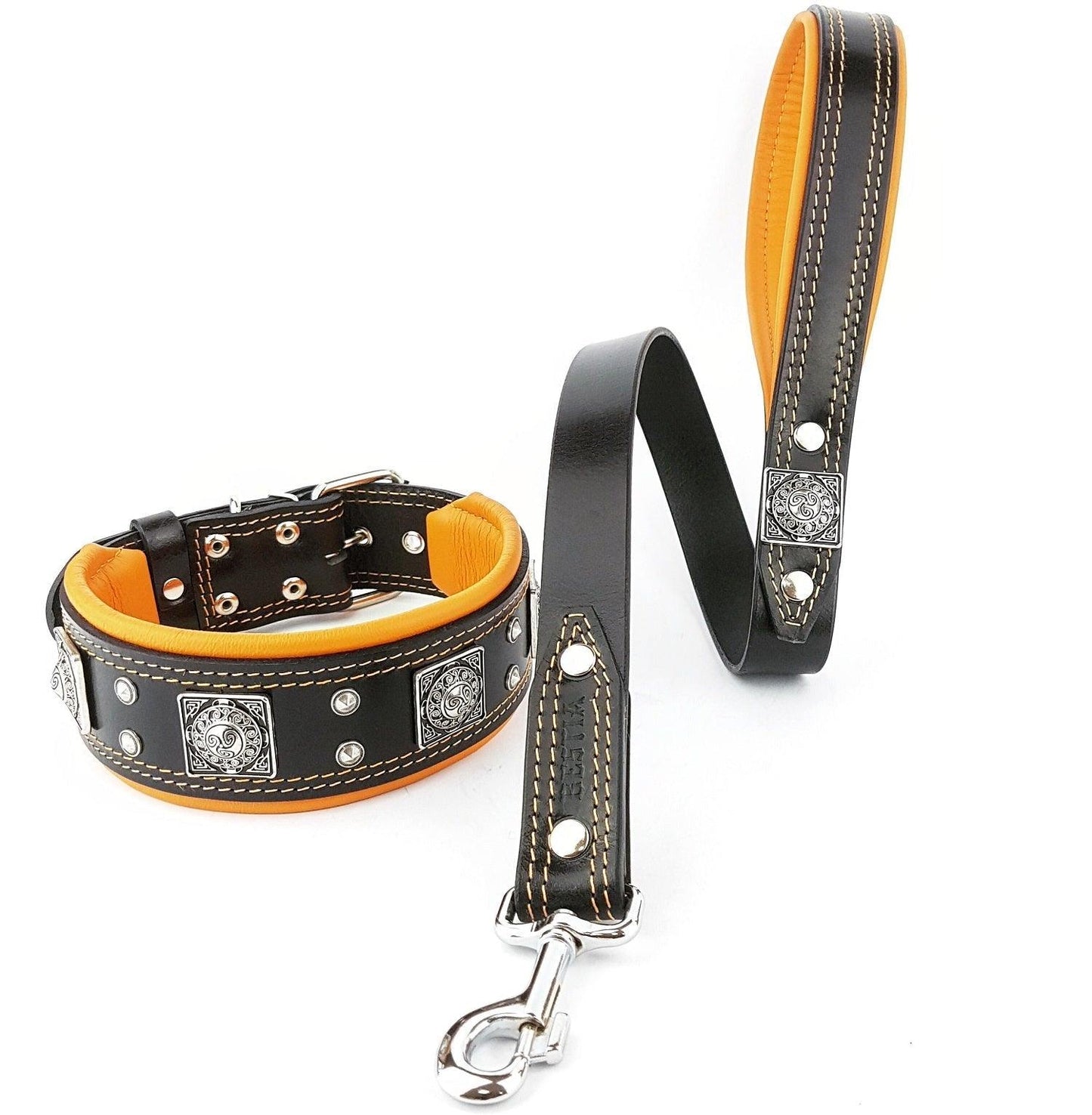The „Eros“ collar 2.5 inch wide black & orange Collars