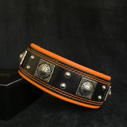 The „Eros“ collar 2.5 inch wide black & orange Collars