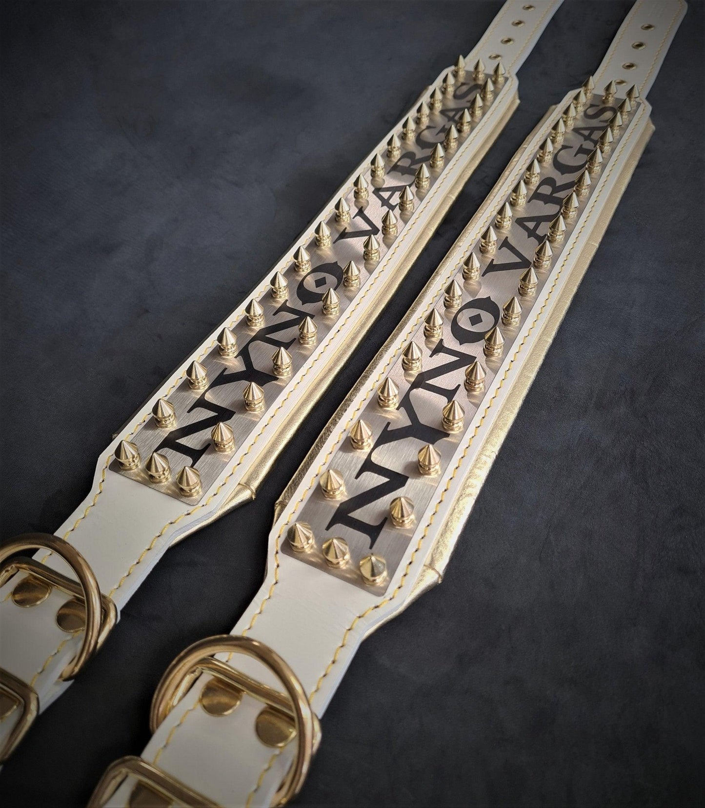 The "Metal" collar White & Gold- personalized! Collars