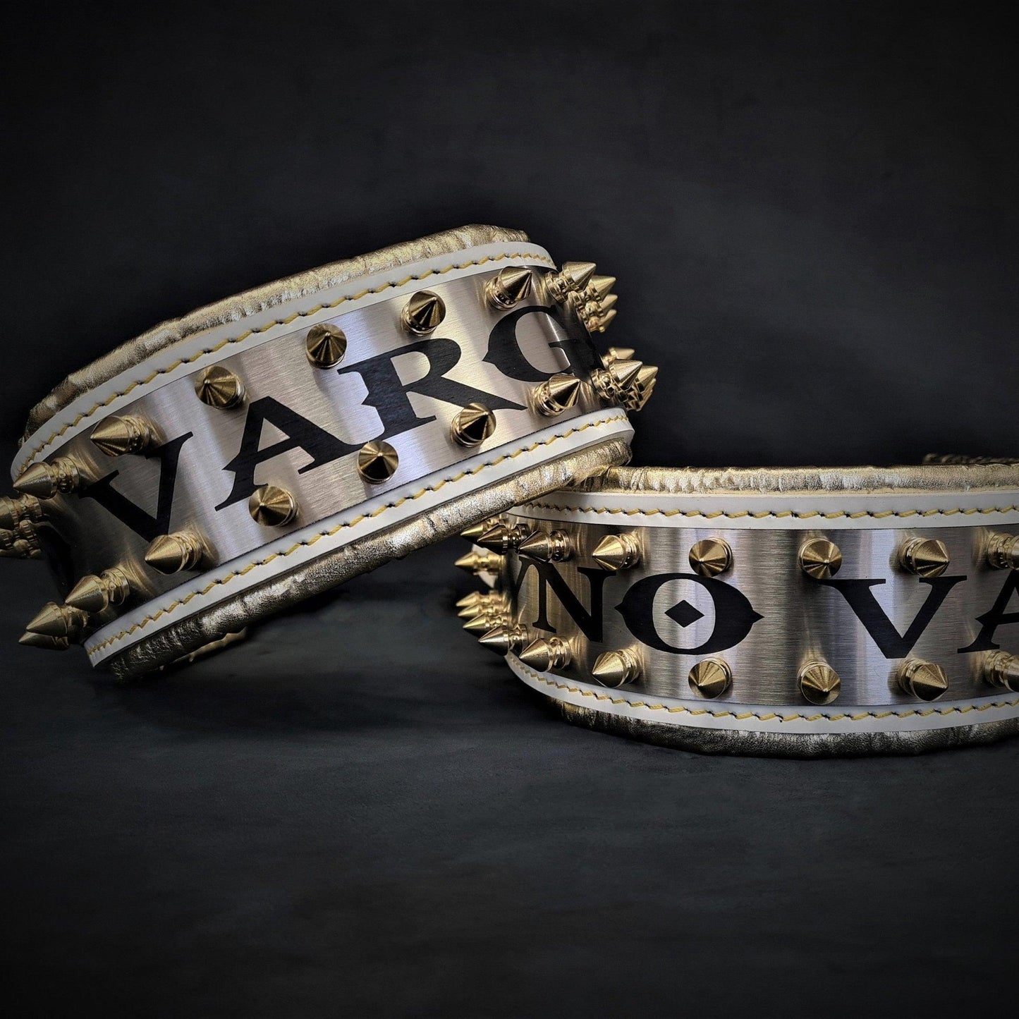 The "Metal" collar White & Gold- personalized! Collars