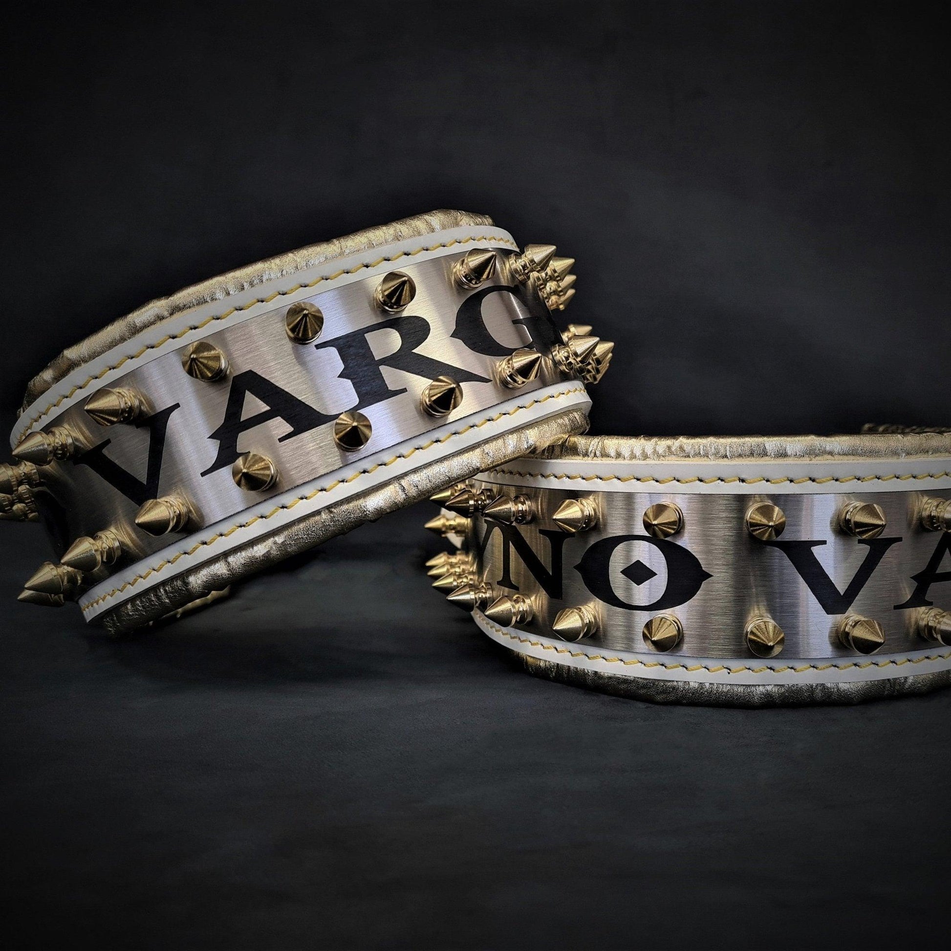 The "Metal" collar White & Gold- personalized! Collars