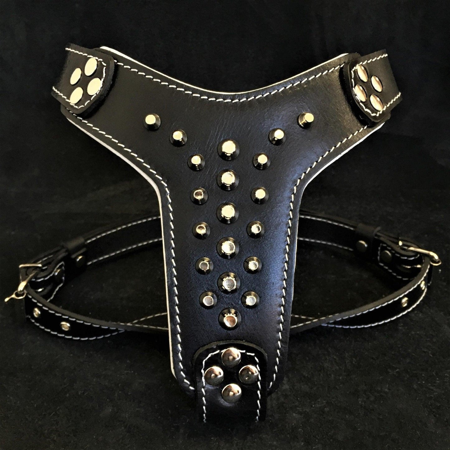 The "Rocky" studded leather harness Small to Medium Size Harnesses