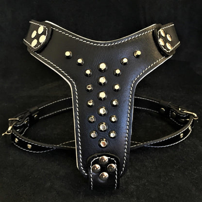 The "Rocky" studded leather harness Small to Medium Size Harnesses